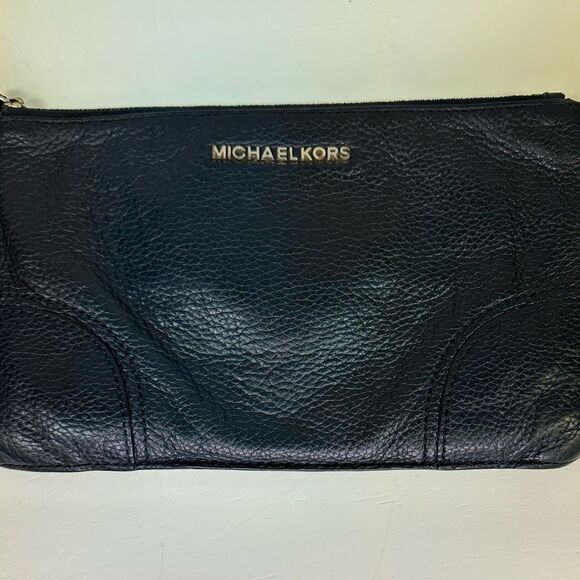 Michael Kors Black Soft Pebbled Leather Clutch Wristlet - Picture 3 of 7